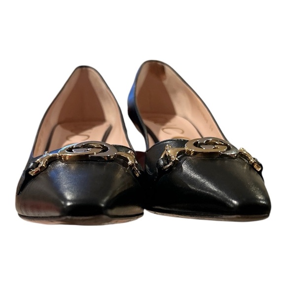 GUCCI GG Malaga Kid Zumi Logo Leather Pump Heel EU 39 US 9 Interlocking - Picture 8 of 12